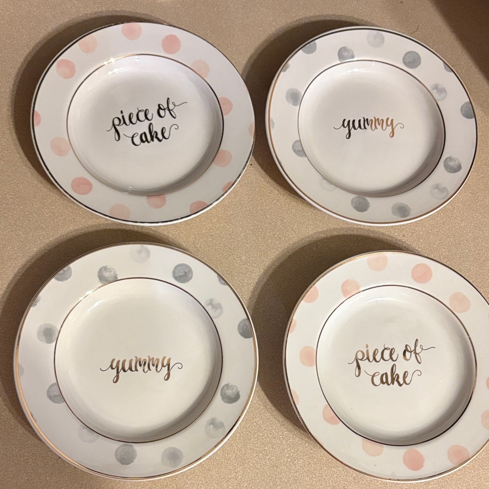 Pink, gold and White Dessert Plates Set